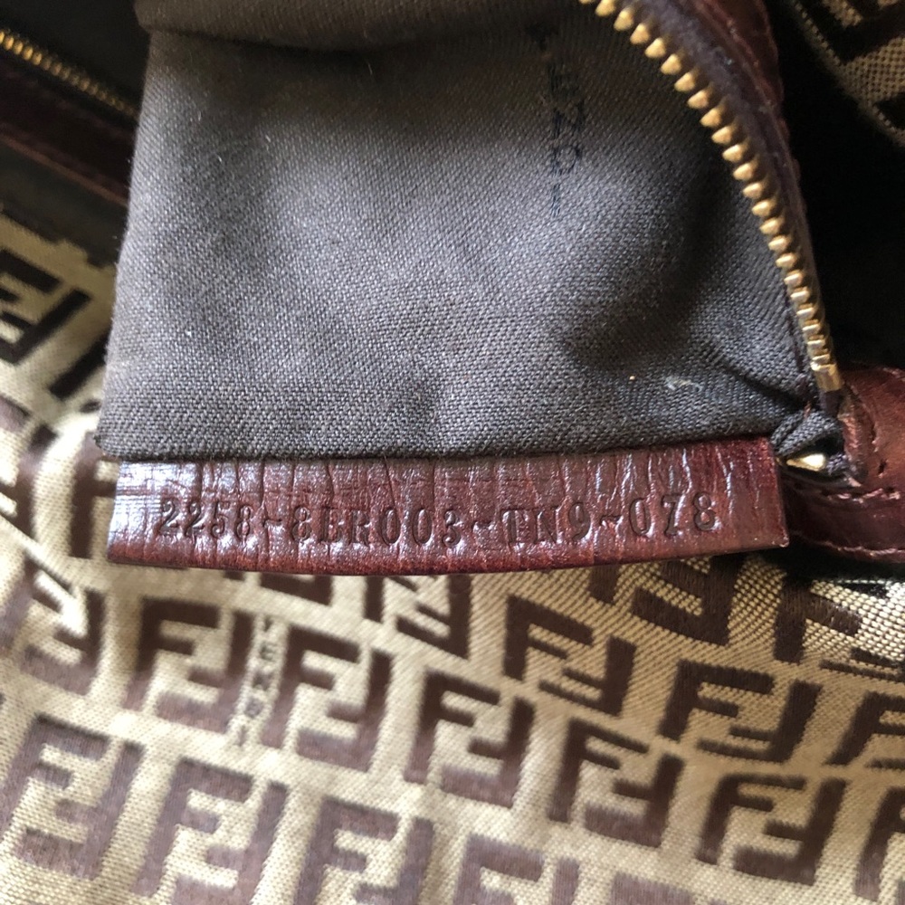 Vintage FENDI Zucchino Double Flap Mamma Baguette Bag in Brown Gold - Picture 12 of 15
